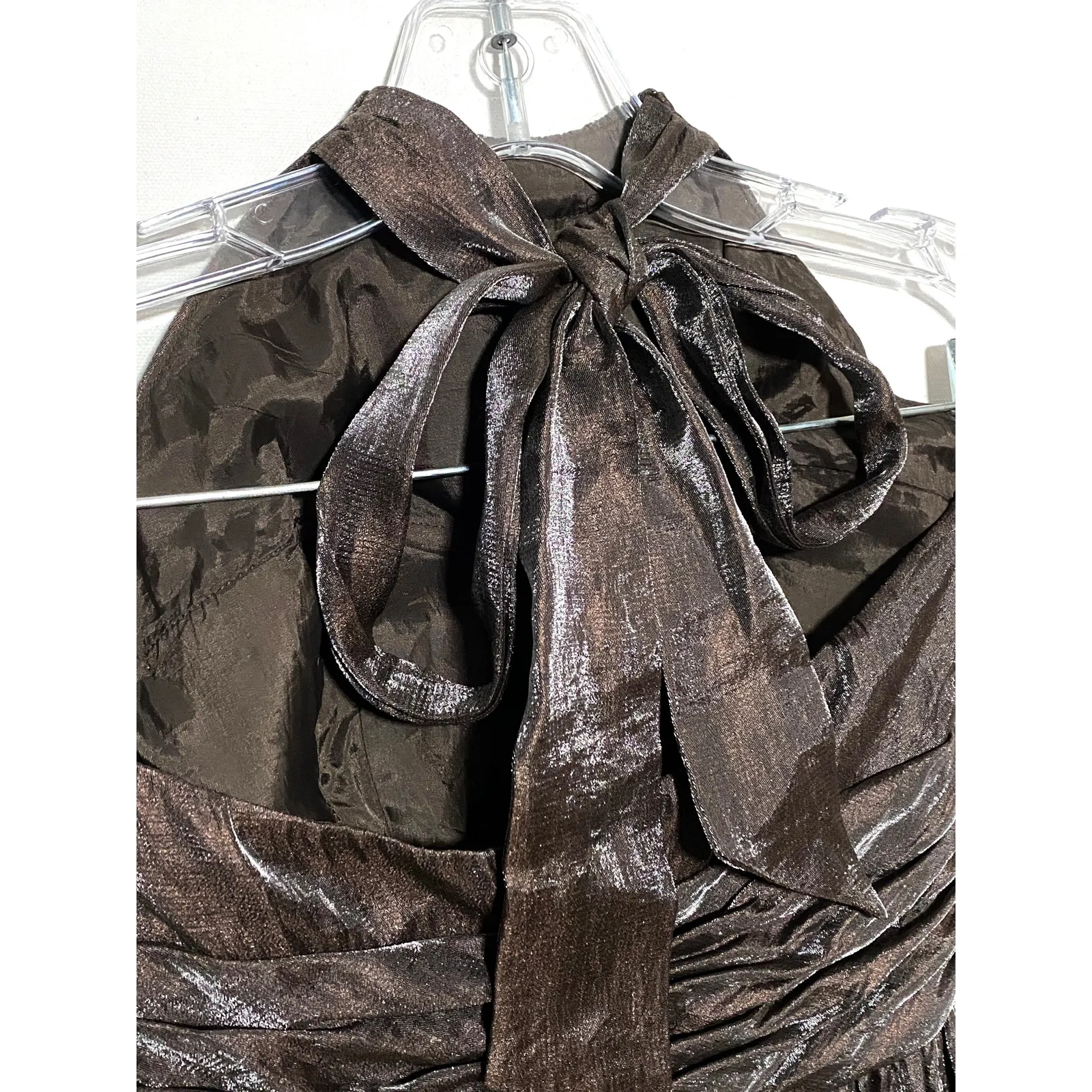 Adrianna Papell Boutique Halter Dress 2 Metallic Whimsigoth Grunge Prom Formal - Image 5