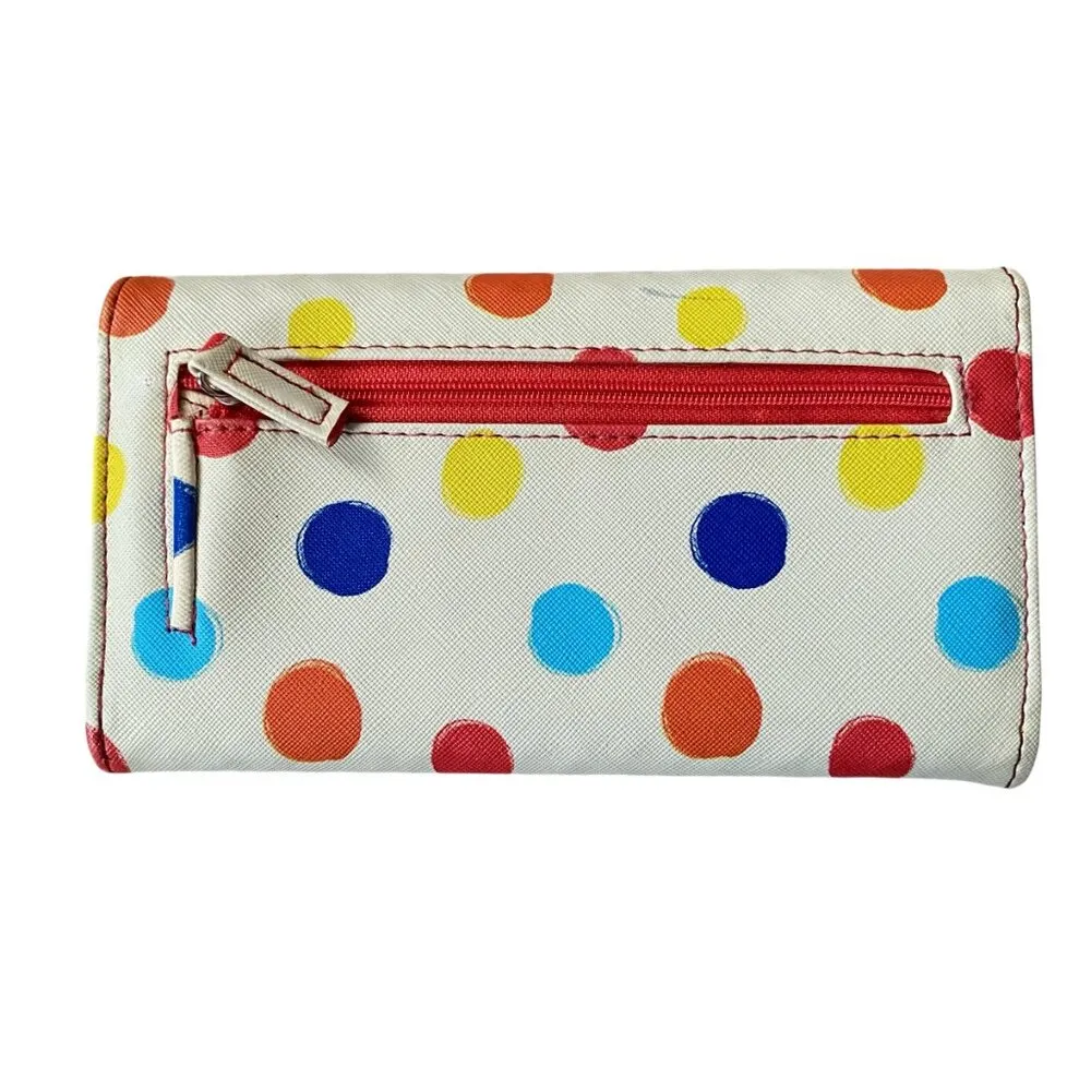 women's cream with multicolored polka dots wallet cardholder RFID safe - Image 2