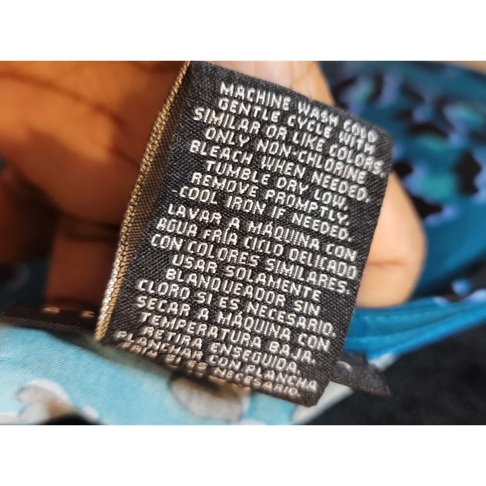 Attention Blouse Women's Blue Black Size XS Animal Print Stretch Long Sleeve - Image 10