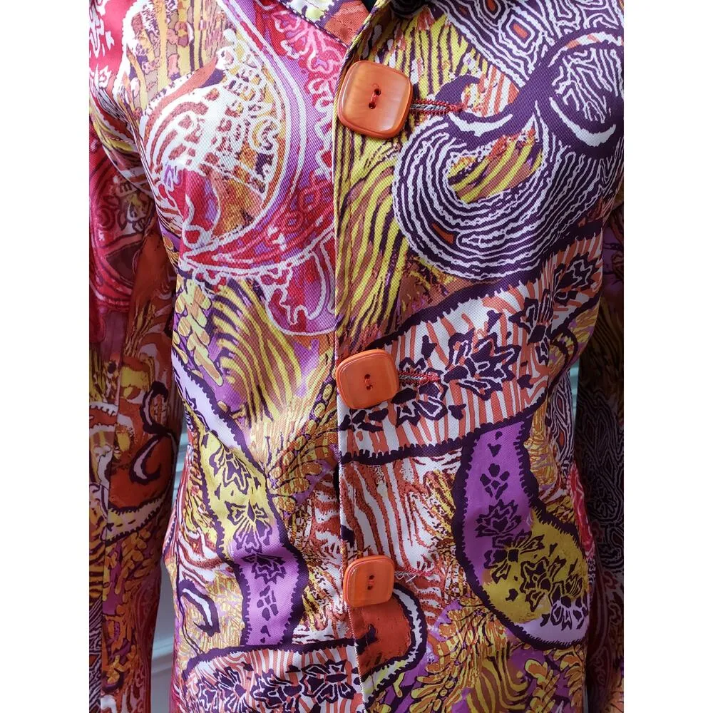 ISLE Apparel XL Colorful Paisley Print Button Front Blazer Jacket Long Sleeves - Image 13