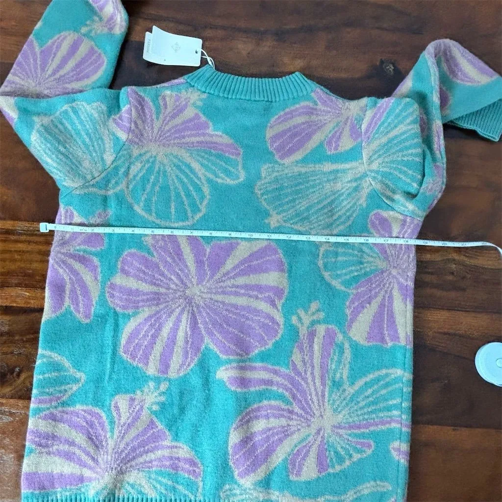 Rareism Women's XS Blue‎ Floral Crew Neck Pullover Sweater Long Sleeve Blue - Image 10