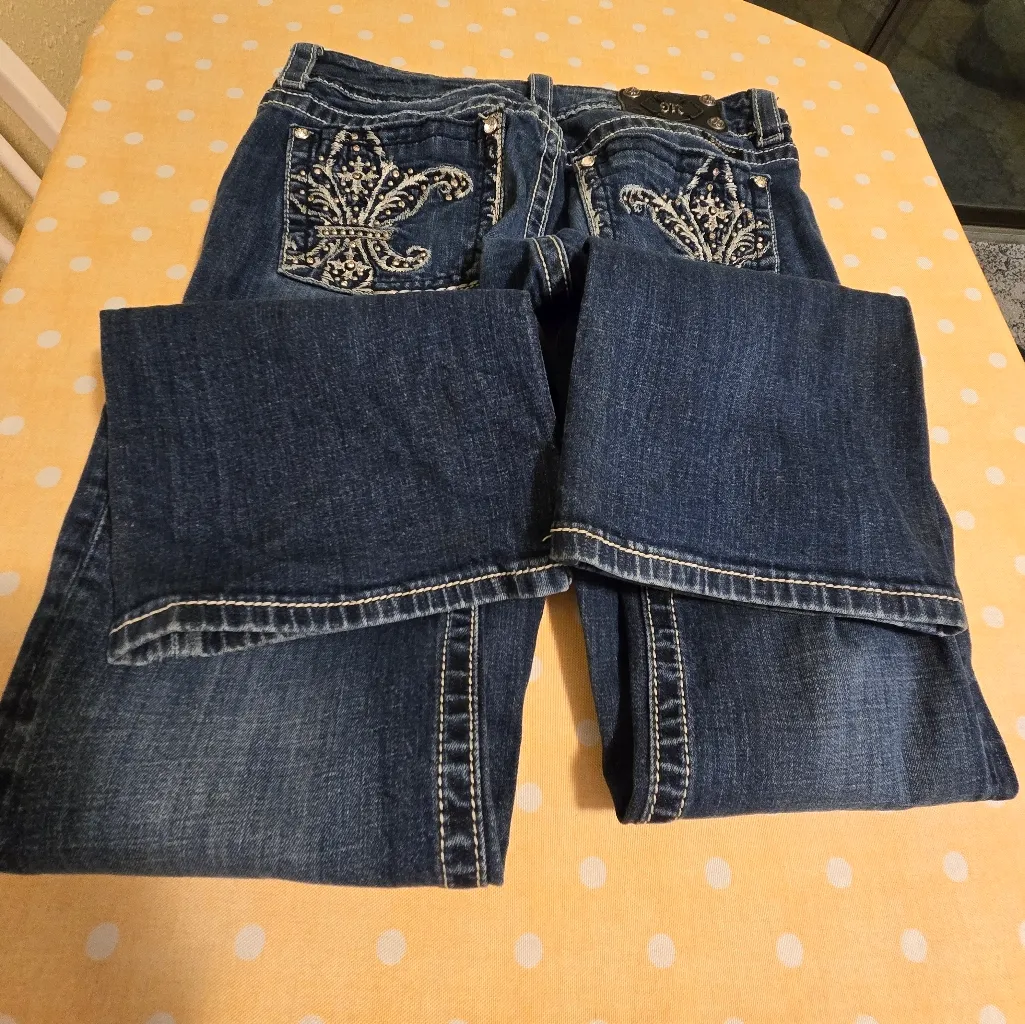 Miss Me Fleur De Lis Rhinestones Boot jeans 31 - Image 10