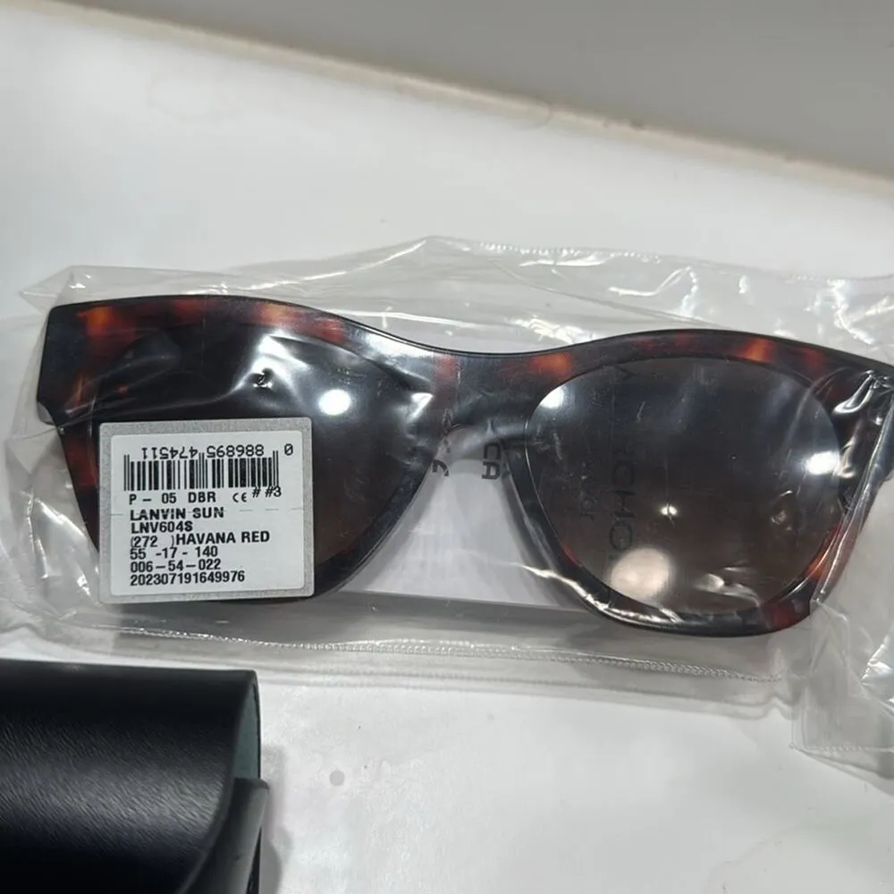 Lanvin Mother & Child 55mm Rectangle Sunglasses Havana Red - Image 8