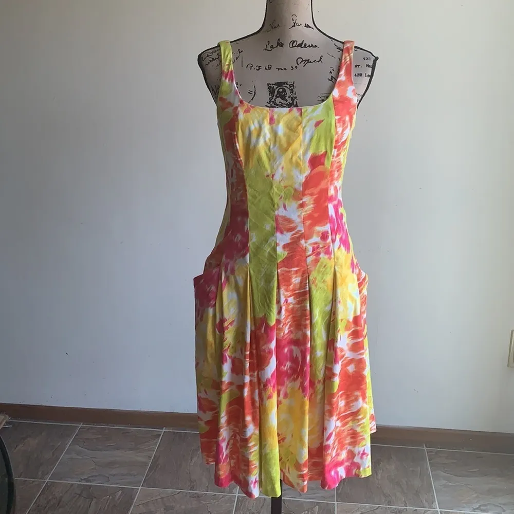 American Living Fit And Flare Colorful Tie Dye Dress Size 8 - Image 11