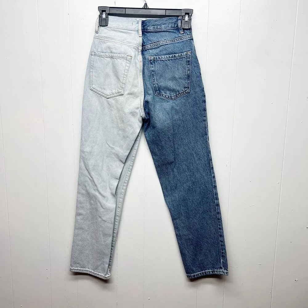 PacSun Color Block High Rise Straight Women's Blue Jeans Size 23 Button Fly - Image 6