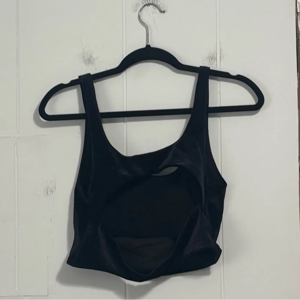 Athleta Black Velour Cut Out Sports Bra Medium‎ - Image 4