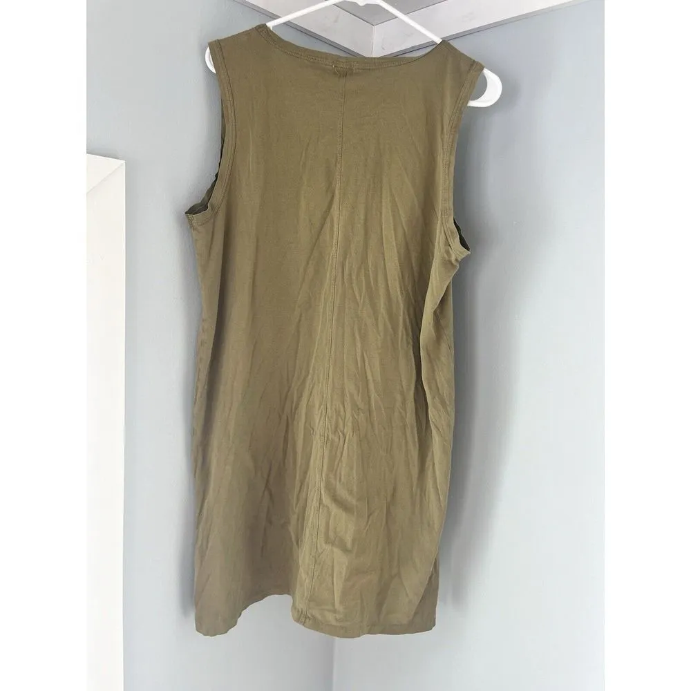 J Crew 100% Cotton Army Green Pocket T-shirt Tank Dress Size L - Image 3