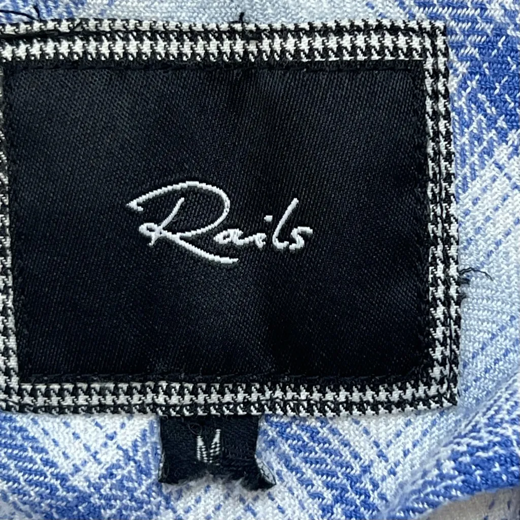 Rails Britt Plaid Button-Down Shirt relaxed casual everyday blouse blue - Image 6