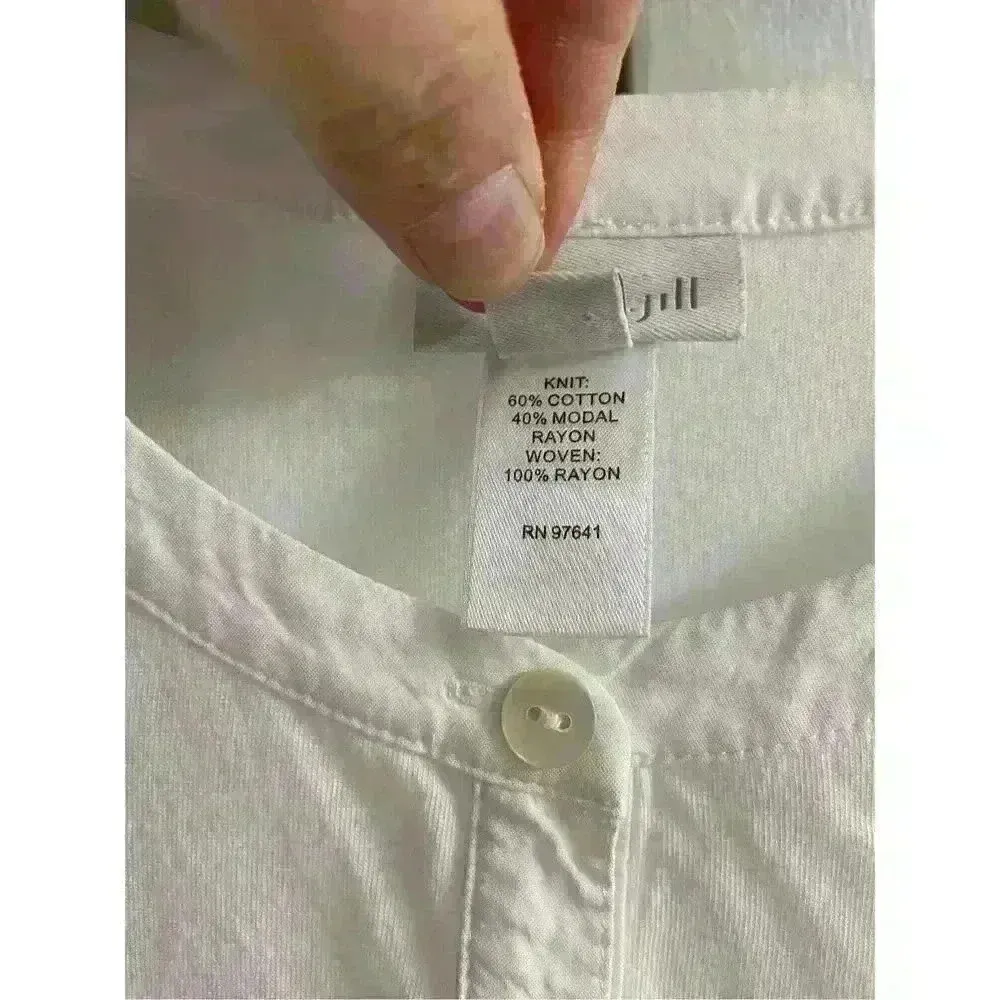 J. jill Womens Medium Modal Blend Half Button Up Roll Sleeve Tab Top - Image 6