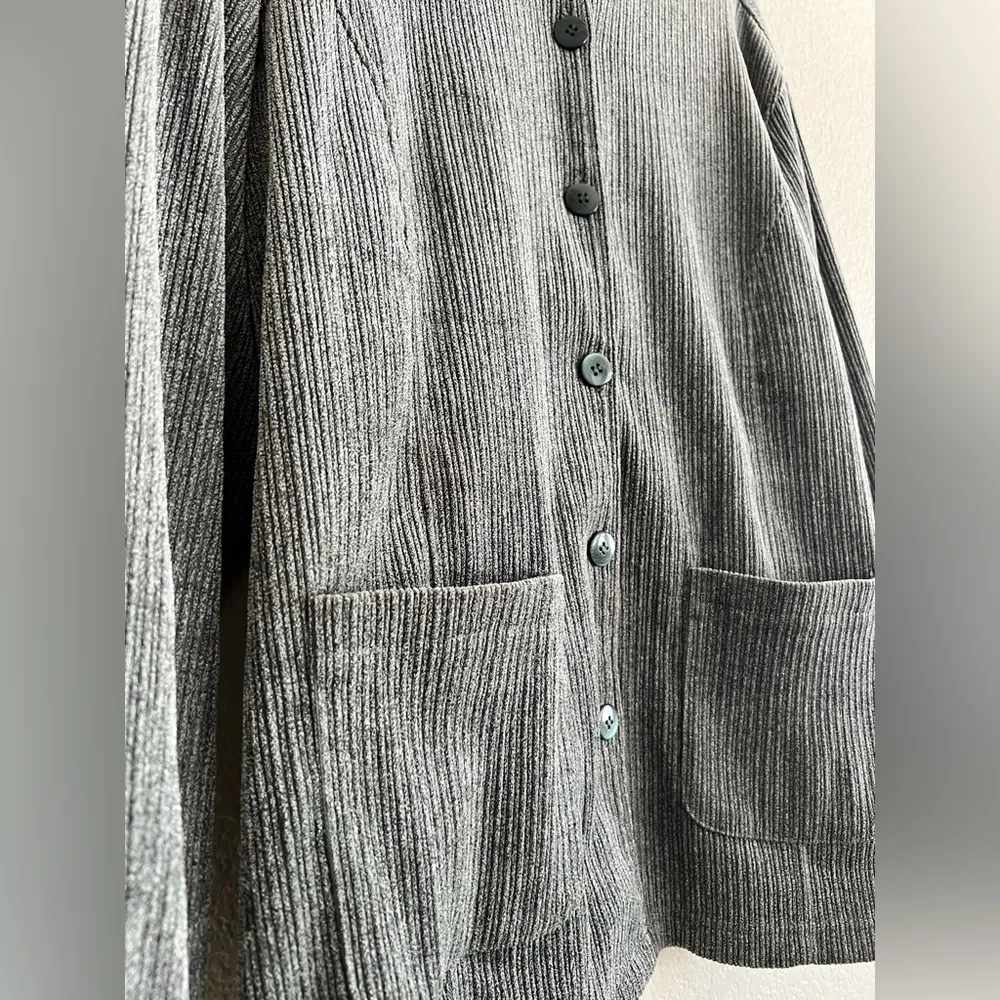 Modern Soul Stretch Cardigan Green Ribbed Knit Button Up Corduroy Med Oversized - Image 8
