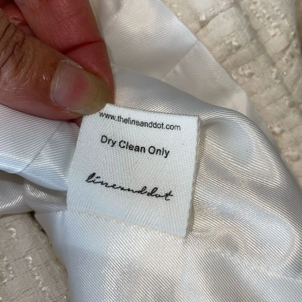 Line and Dot Women’s Avery Double-Breasted Lapel Lined Blazer Jacket Ivory Large - Image 8