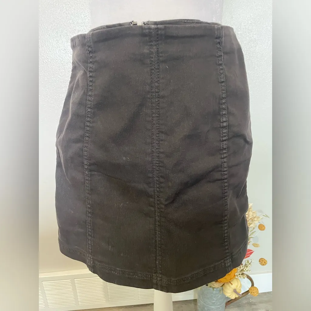 Free People Modern Femme Denim Mini Skirt in black - Image 3