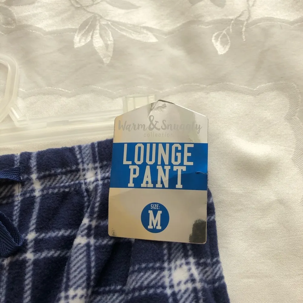 Warm & Snuggly Lounge Pants Navy Plaid M NWT Blue Size M - Image 3