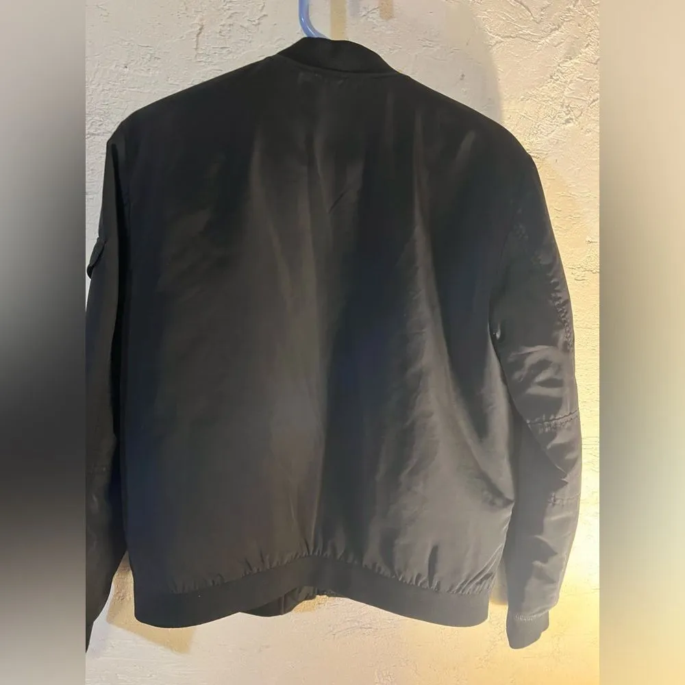 Zara Bomber unisex, amazing, sleek stylish bomber size medium, black w/zippers - Image 11