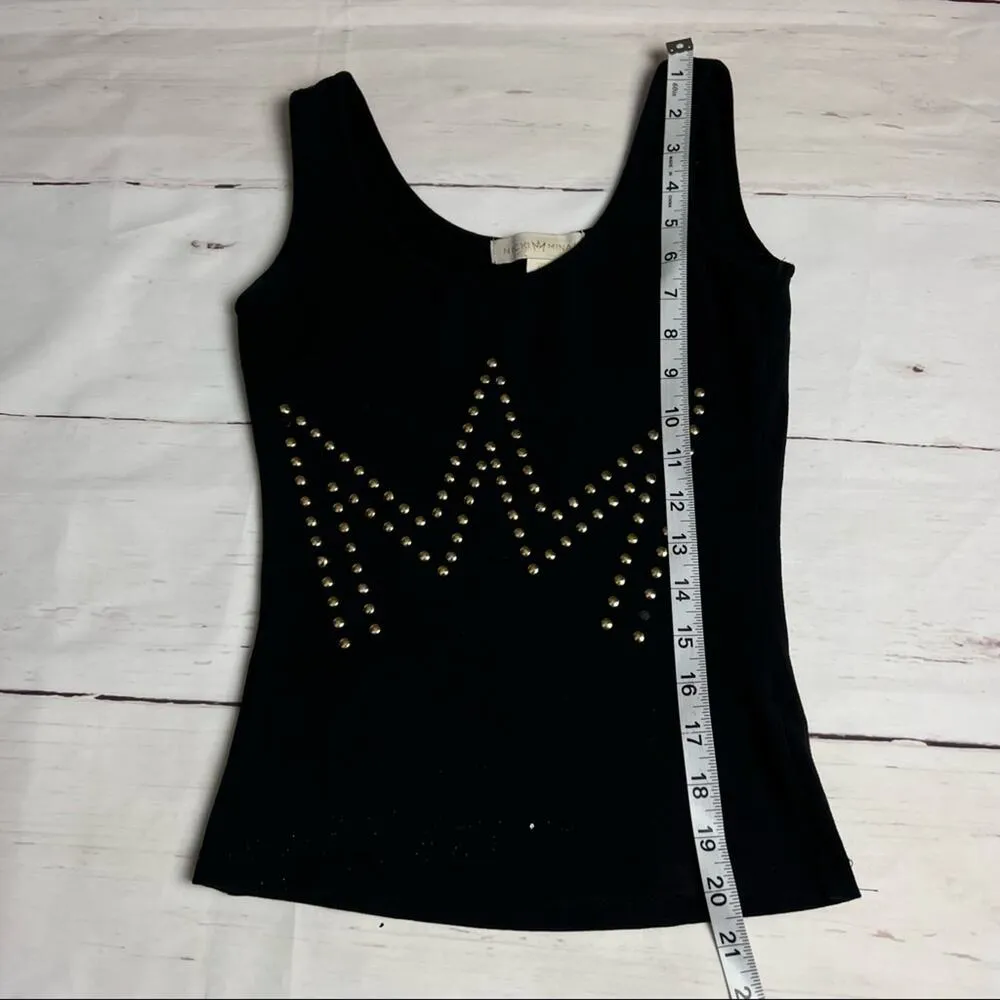 Nicki Minaj Women's Embellised Black and Gold Cropped Tank Sz XS - Image 2