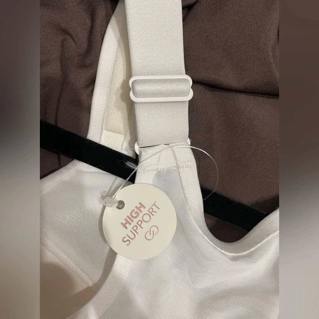 Calia Go All Out Zip Front NWT Women's White Sports Bra Size 34E - Image 8