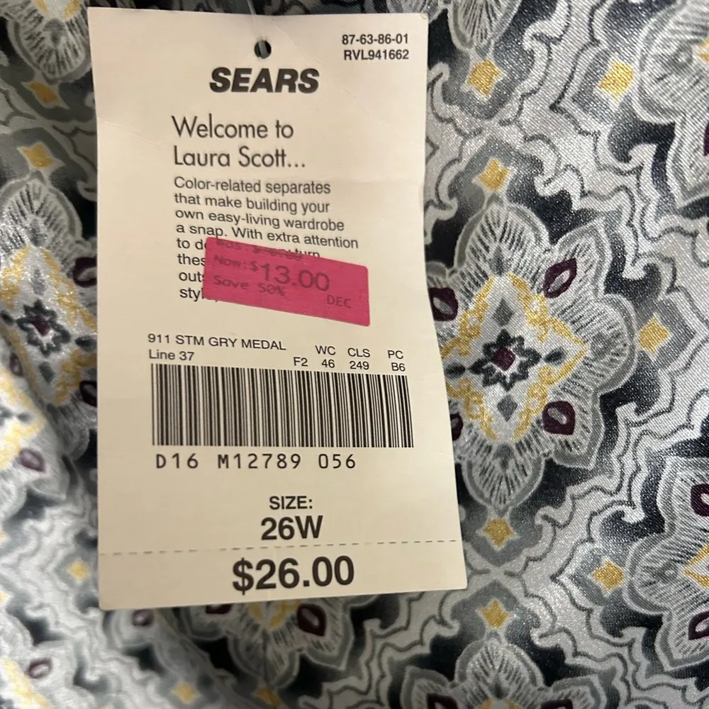 Laura Scott Gray Boxy Blouse with Elegant Pattern-Vintage Sears w/tags-gorgeous - Image 14