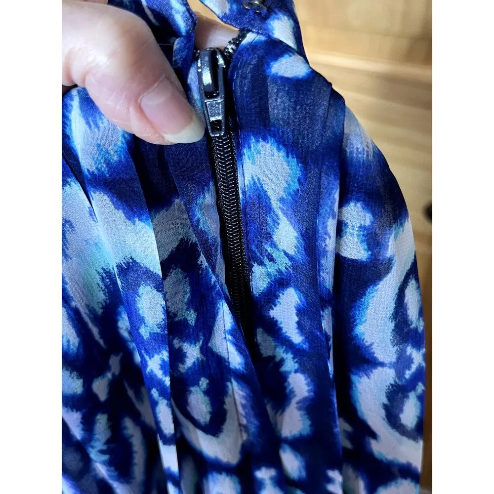 Boston Proper womens size 6 skirt Aquatic Ikat Maxi blue/white lined formal - Image 4