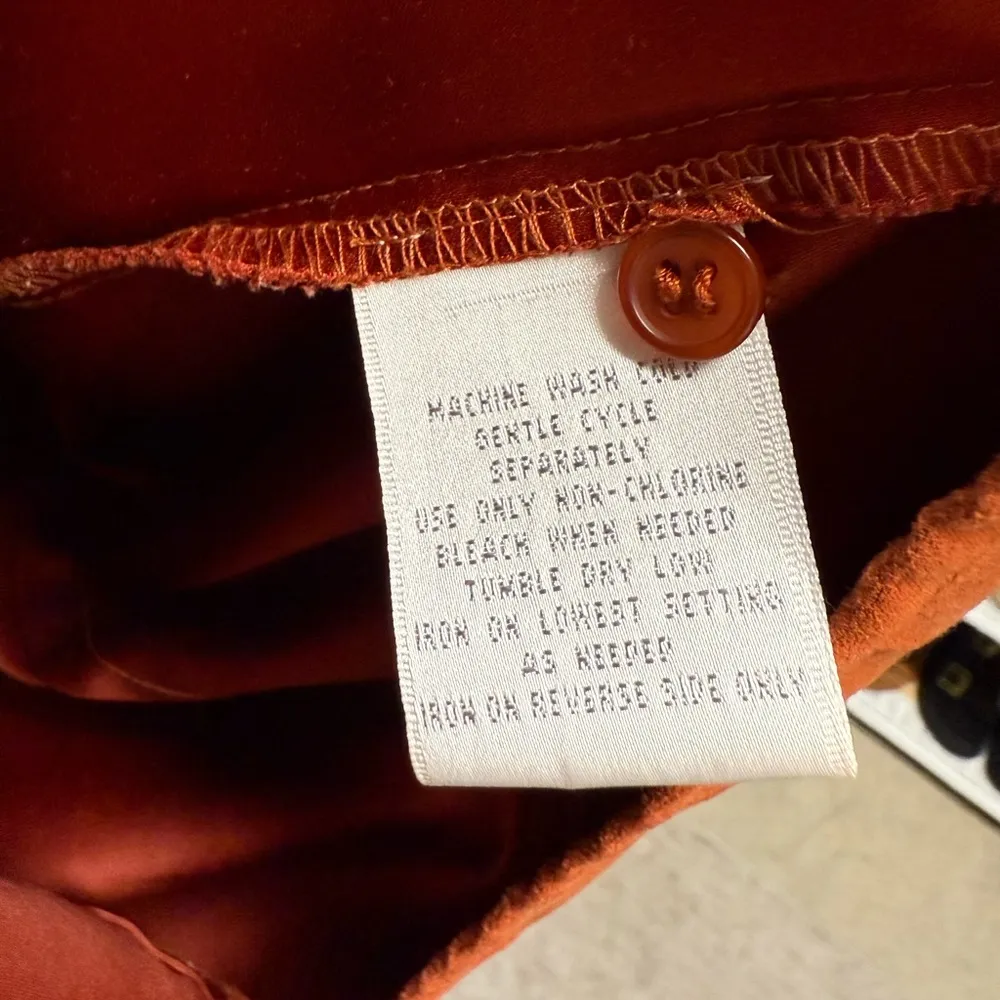 Worthington Vintage Top Womens Rust Faux Suede Button Front Western Buckstitch - Image 3