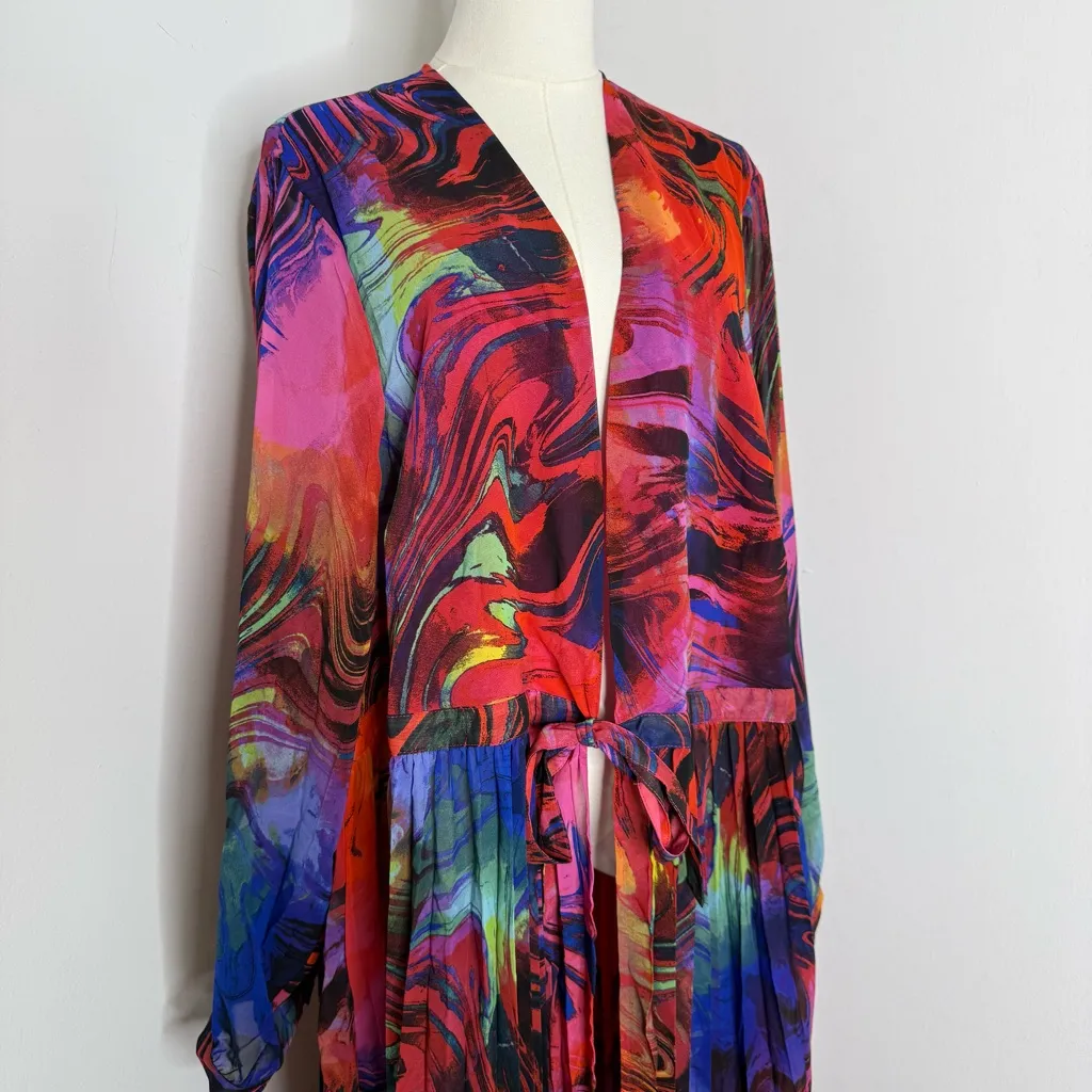 Torrid  Chiffon Tie-Front Pleated Kimono Duster – 4X (NWT) - Image 7