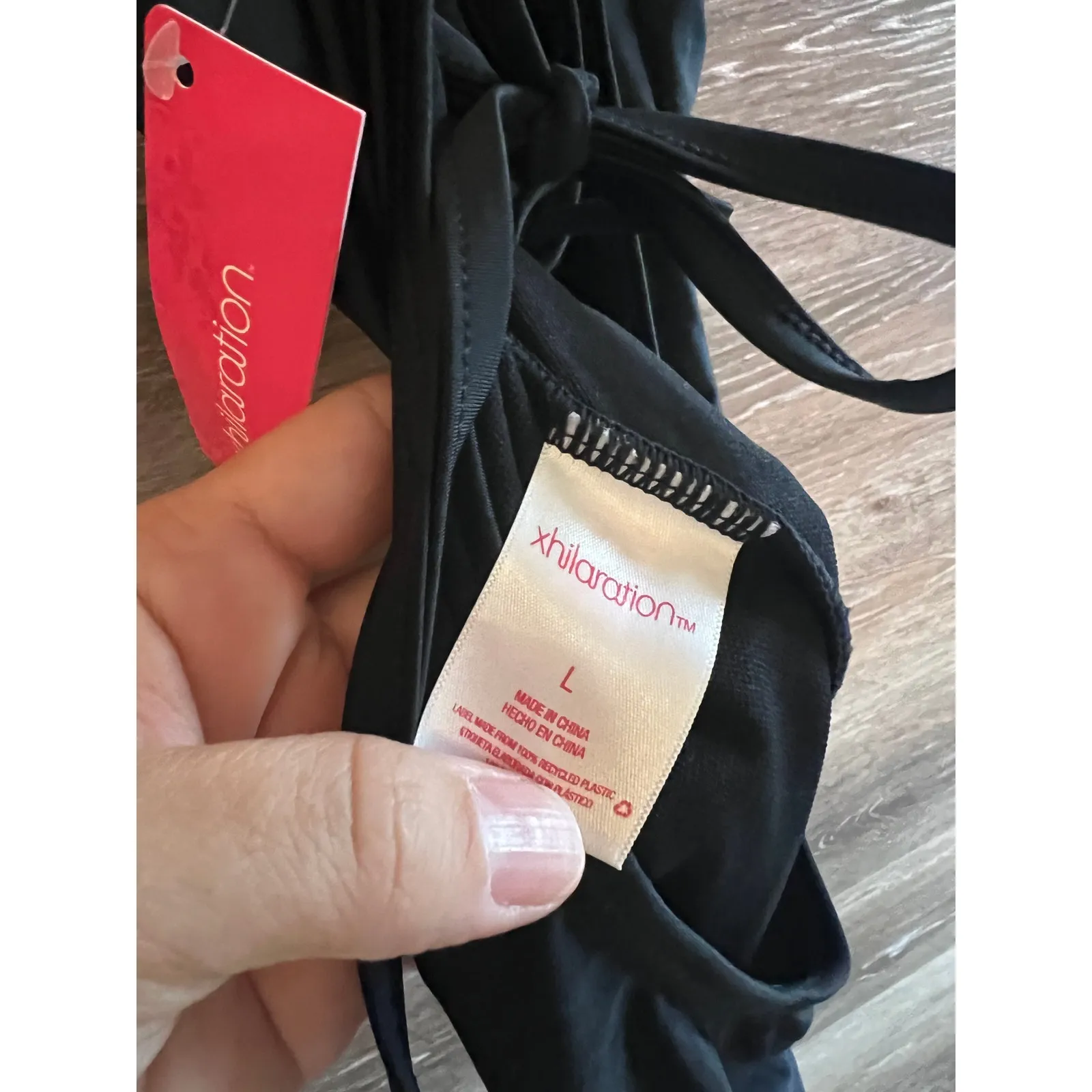 Swimsuit One Piece size Large Black New Embroidered - Image 3