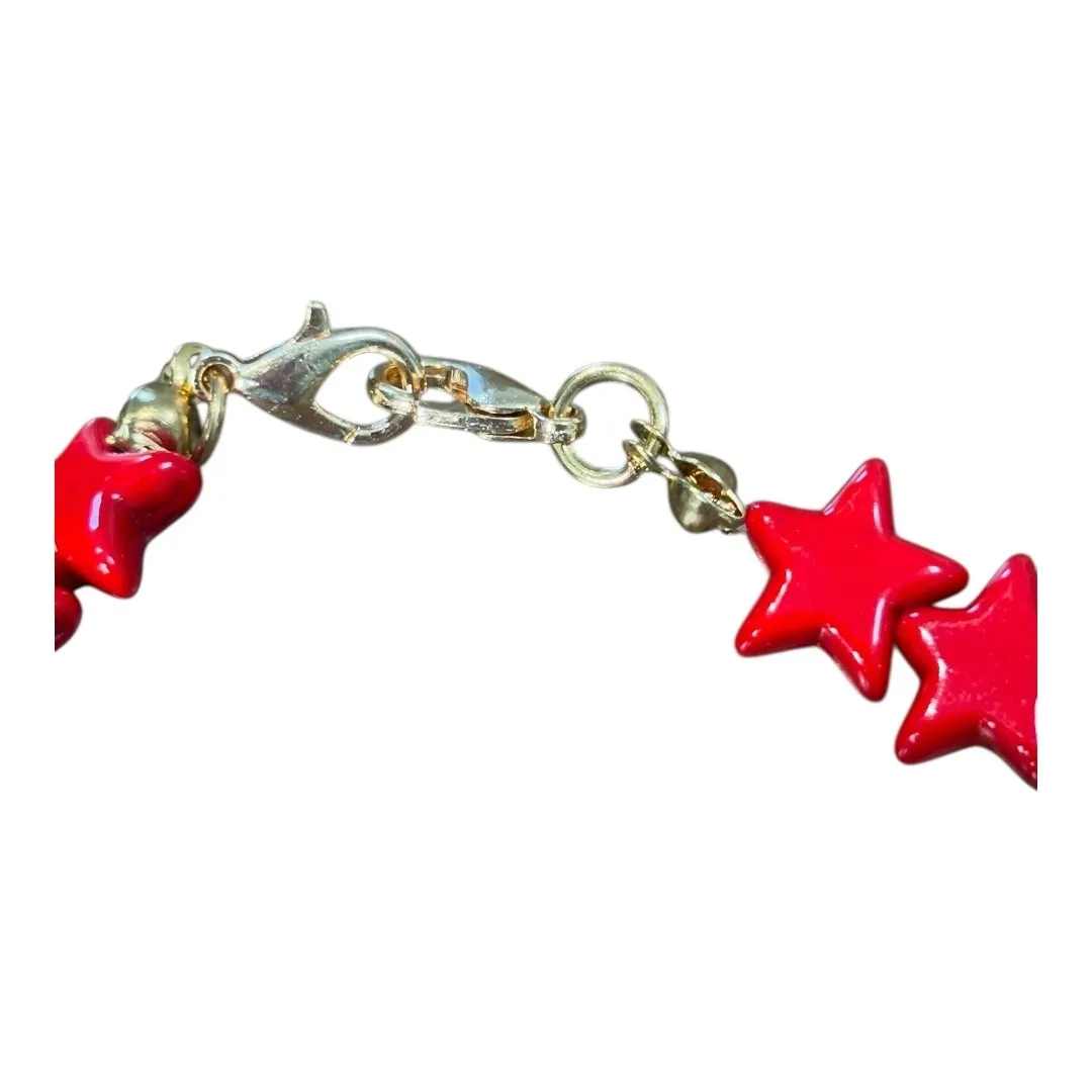 Red Star Bracelet Gold Clasp Charm Chain Jewelry‎ Patriotic 4th of July - Image 3