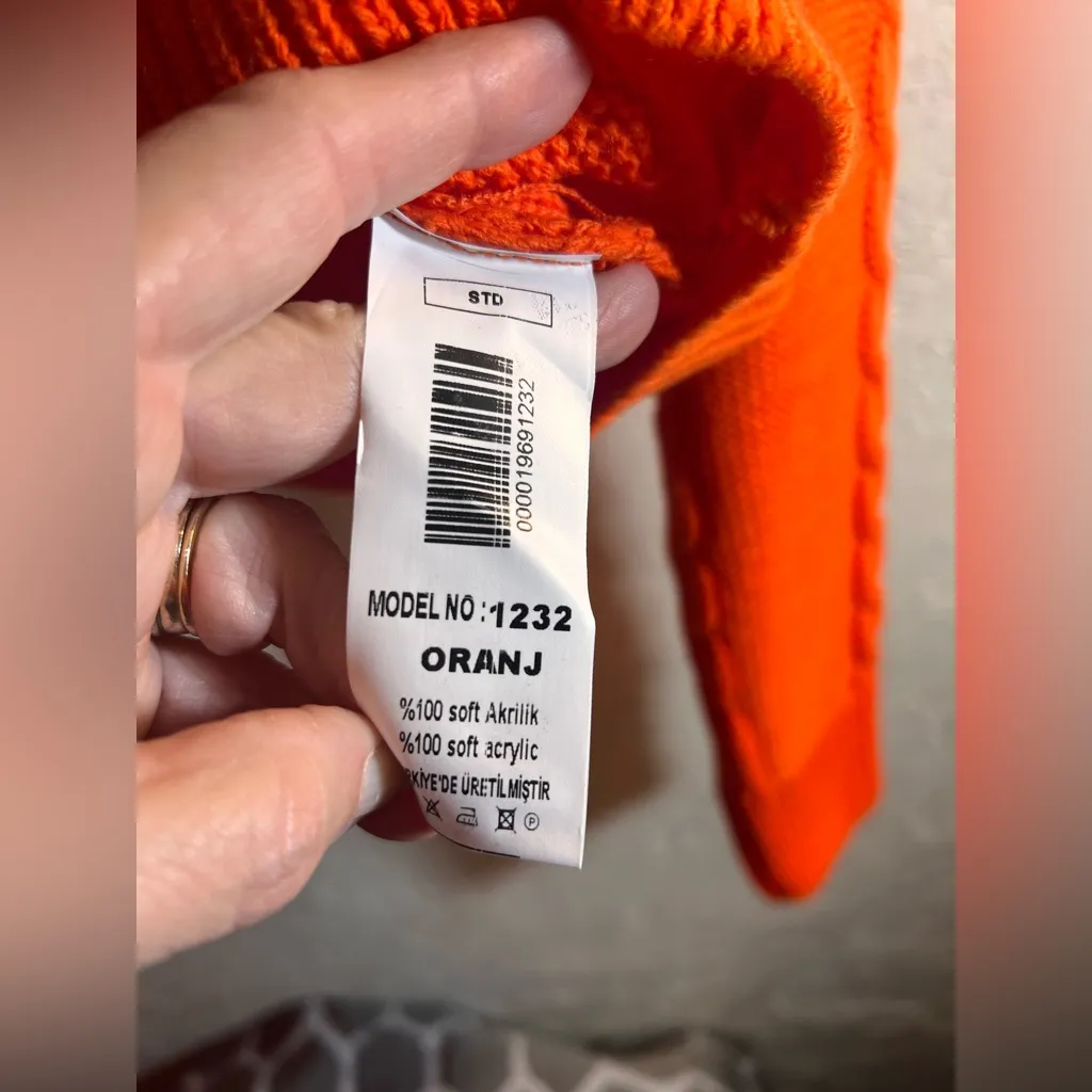 Orange NWT Cable Knit Turtleneck Sweater crop loose fit cabincore gorpcore L XL Size undefined - Image 3