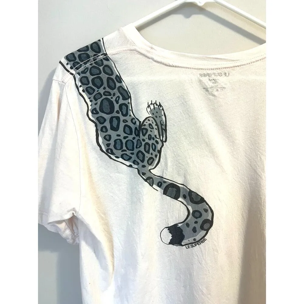 Le Superbe Painted Lil' Leopard Graphic Tee in Light Pink Cotton T - Image 7