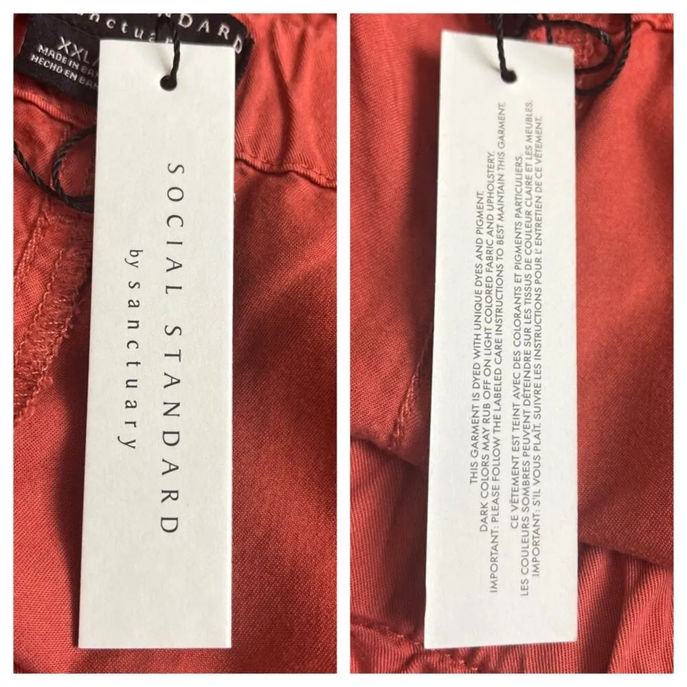 Sanctuary New Ankle Pants Paperbag Waist Drape Fit Tencel Rust Women’s Size XXL - Image 10