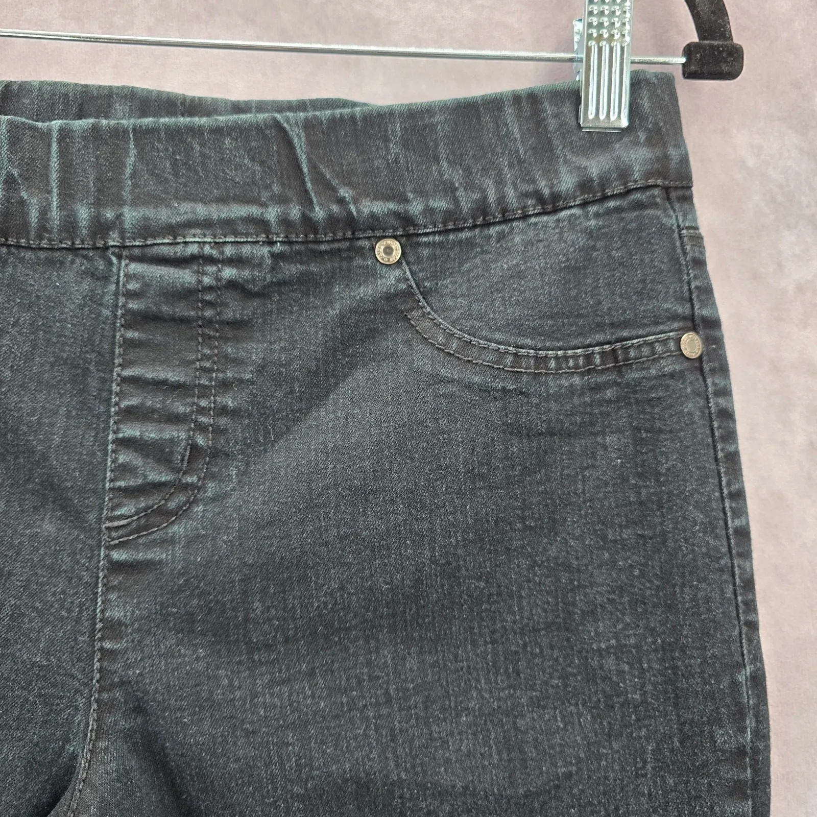 Faded‎ Glory Black Skinny Pullon Jeggings Straight Cotton Stretch M Medium 10 - Image 8