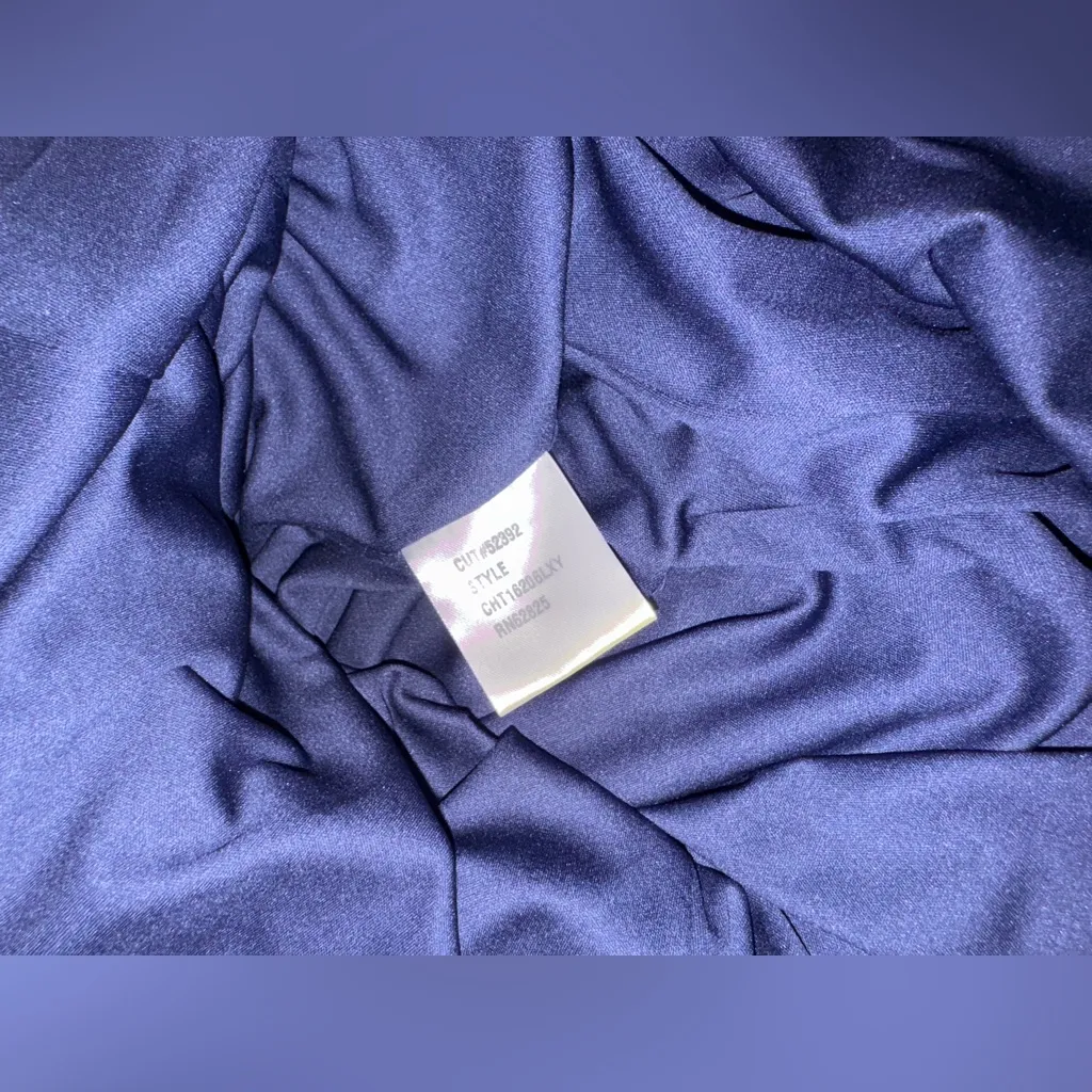 NEW Tadashi Shoji FORENA Embroidered Bodice Long Sleeve Navy Gown Sz 16 - Image 7