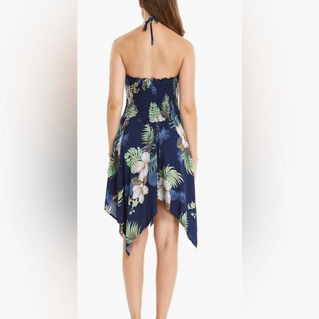 Hawaiian Luau Kimono Fairy Dress in Pineapple Garden Navy size one size - Image 5