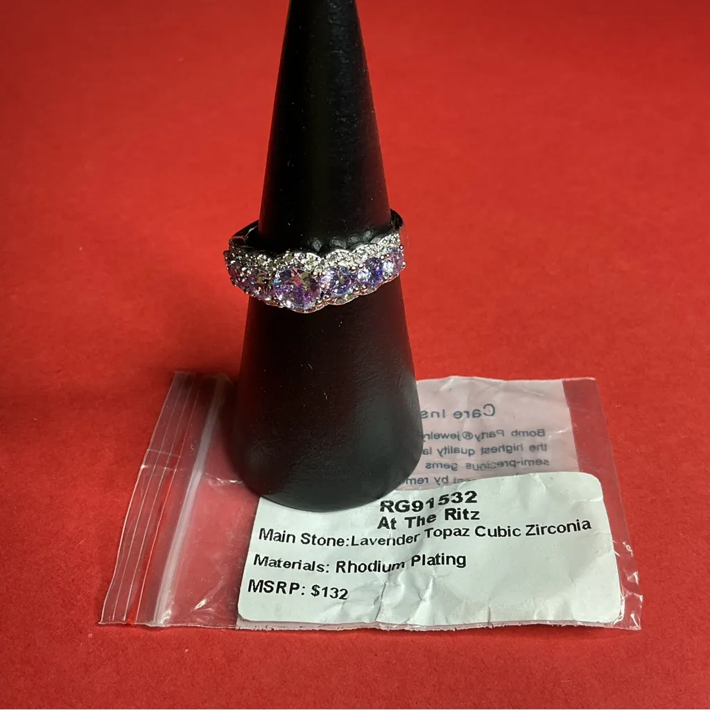 Bomb Party RG91532 “At The Ritz” Cubic Zirconia on Rhodium Size 10 Ring NWT Silver - Image 4