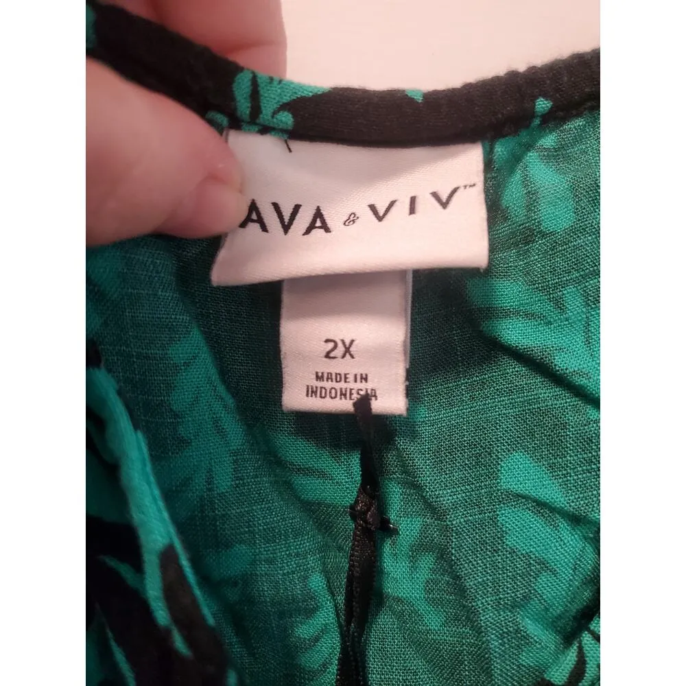Ava&Viv Green and Black dress size 2x. A30 - Image 2