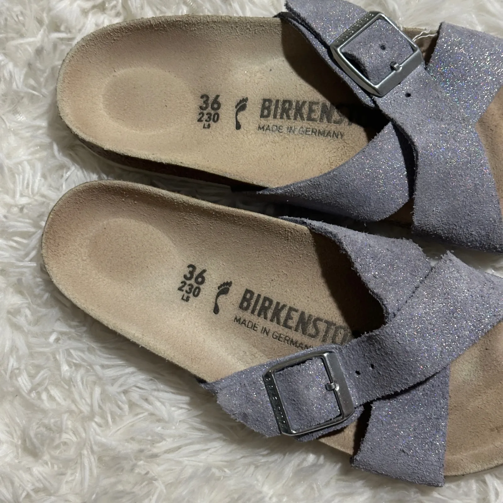 Birkenstock Blue Gray Sparkle Siena Big Buckle Size 36 EU 6 US Women's Slip On - Image 4