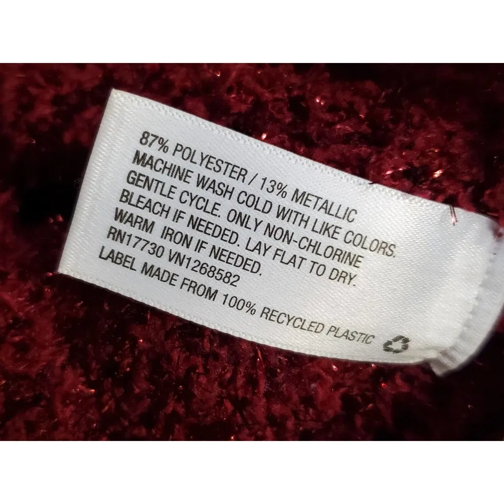 Ava & Viv Women's Red Polyester V-Neck Long Sleeve Pullover Knit Sweater Size 2X - Image 8