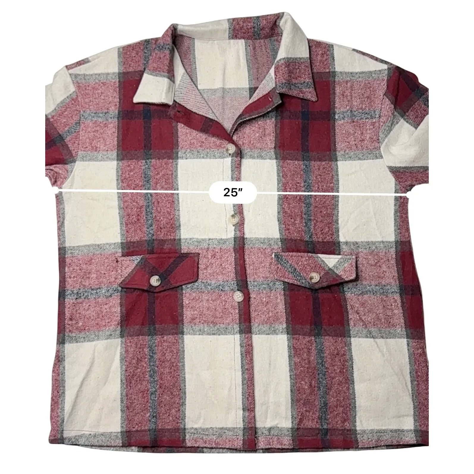 Cottagecore Collared Red Plaid Flannel BU Shirt 16W Shacket Cabincore NWT - Image 7