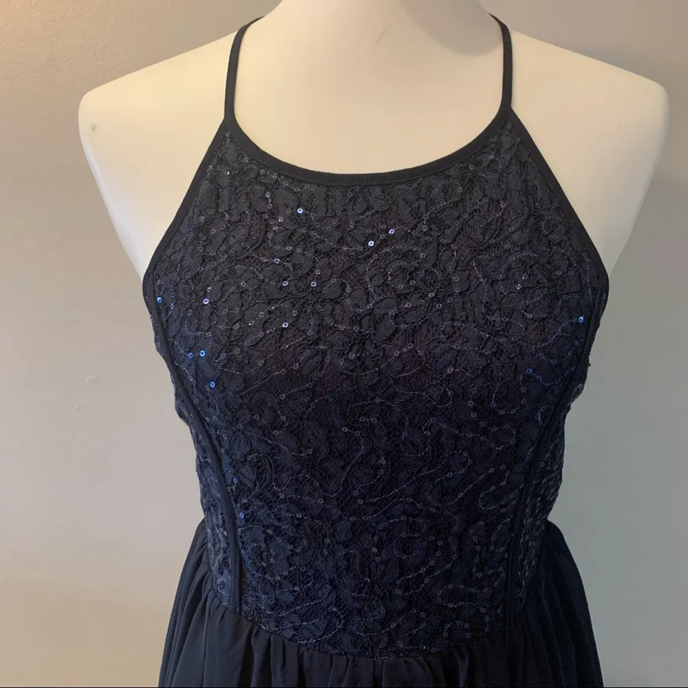 Lulu’s | Lace & Sequin Navy Skater Dress Blue - Image 6