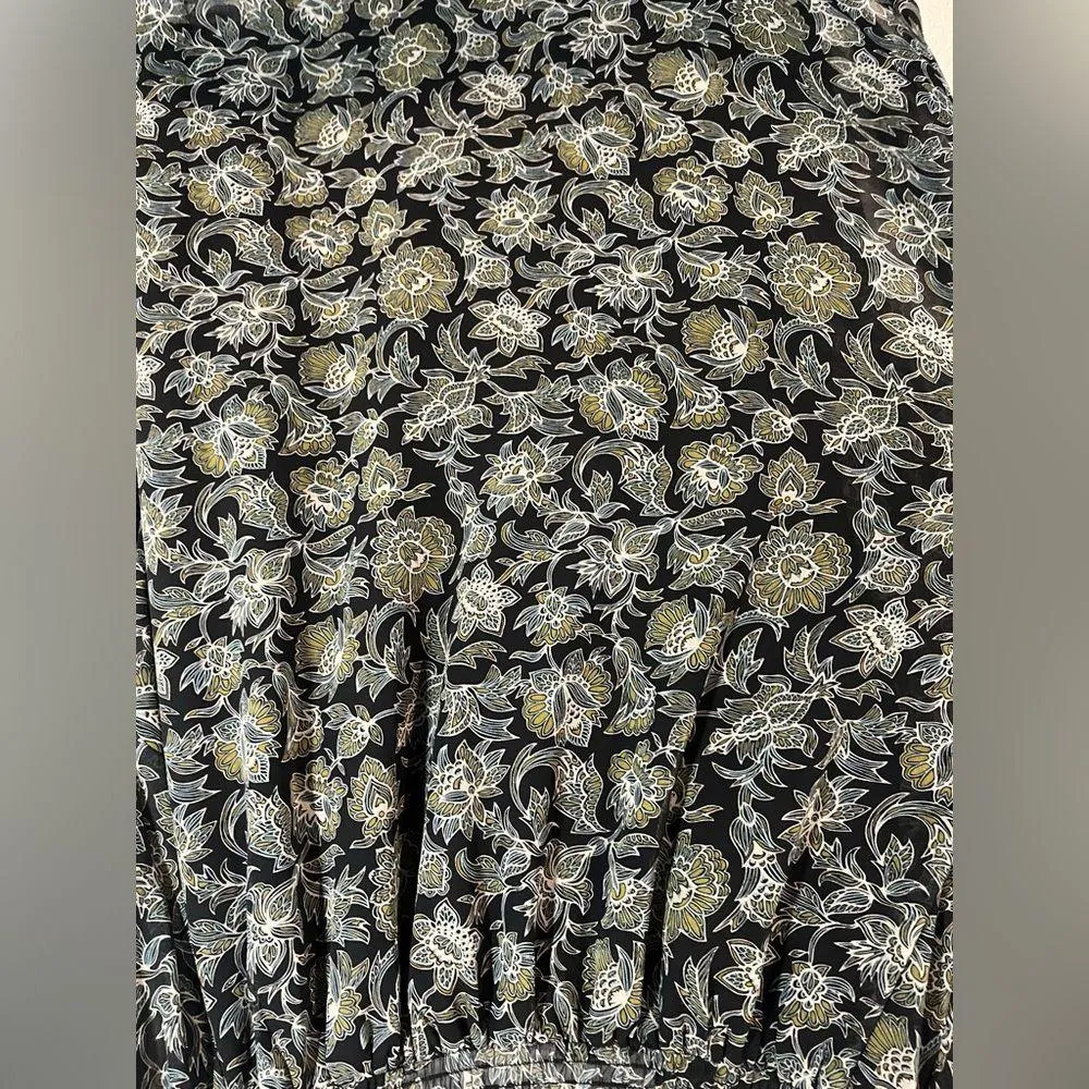 Susana Monaco Off The Shoulder Dark Colored Floral All Over Print Design Dress - Image 12