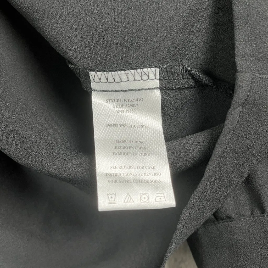 KUT From The Kloth Button Down Blouse Women's 1X Black Sheer Long Sleeve Gothic - Image 9