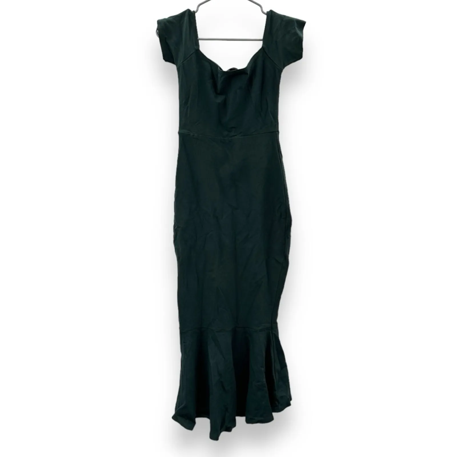 Lulus How Much I Care Dark Green Off-the-Shoulder Ruffle Hem Midi‎ Dress Sz S - Image 6