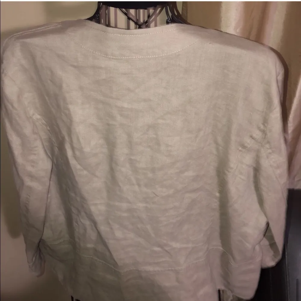 For Cynthia S 100% linen jacket Tan linen open flap jacket, pockets - Image 5