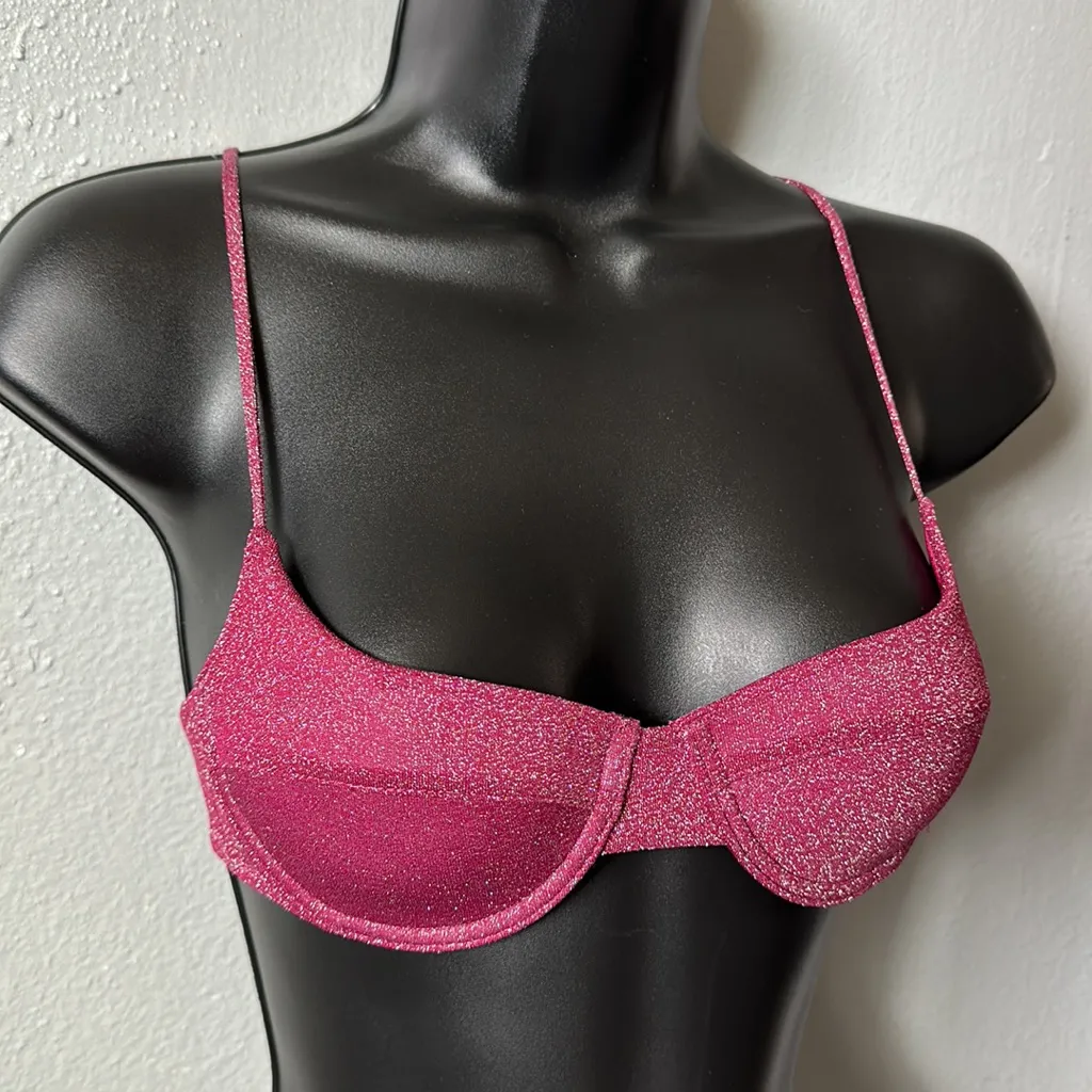 Triangl Romy/Macia Bra Top in Grape Sparkle Pink Size XL - Image 3