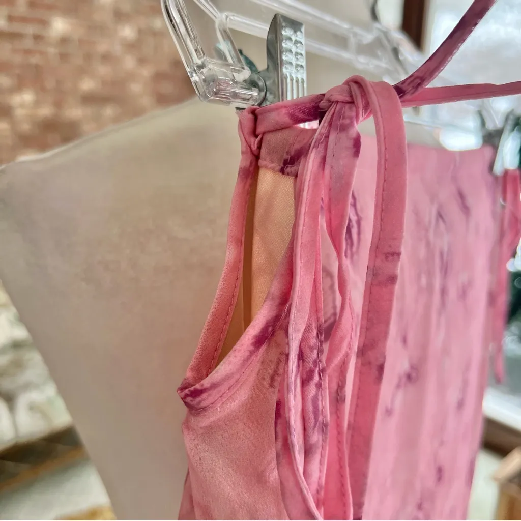 NWT Cider Maxi Skirt S Pink Floral Tie Waist Cutout Chiffon Party Date Festival - Image 5