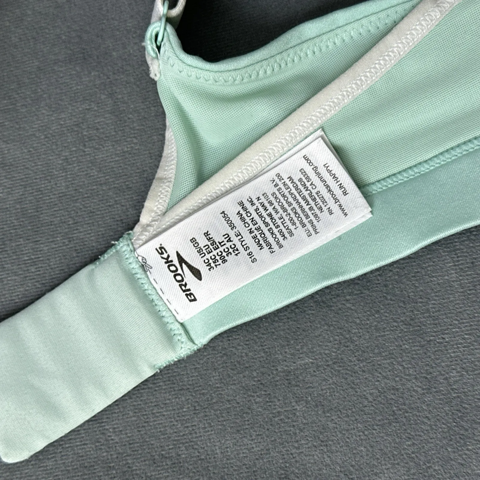 Brooks Maia Size 34C 350054 Jogging Sports Bra Underwire Aqua Lined Layered - Image 7