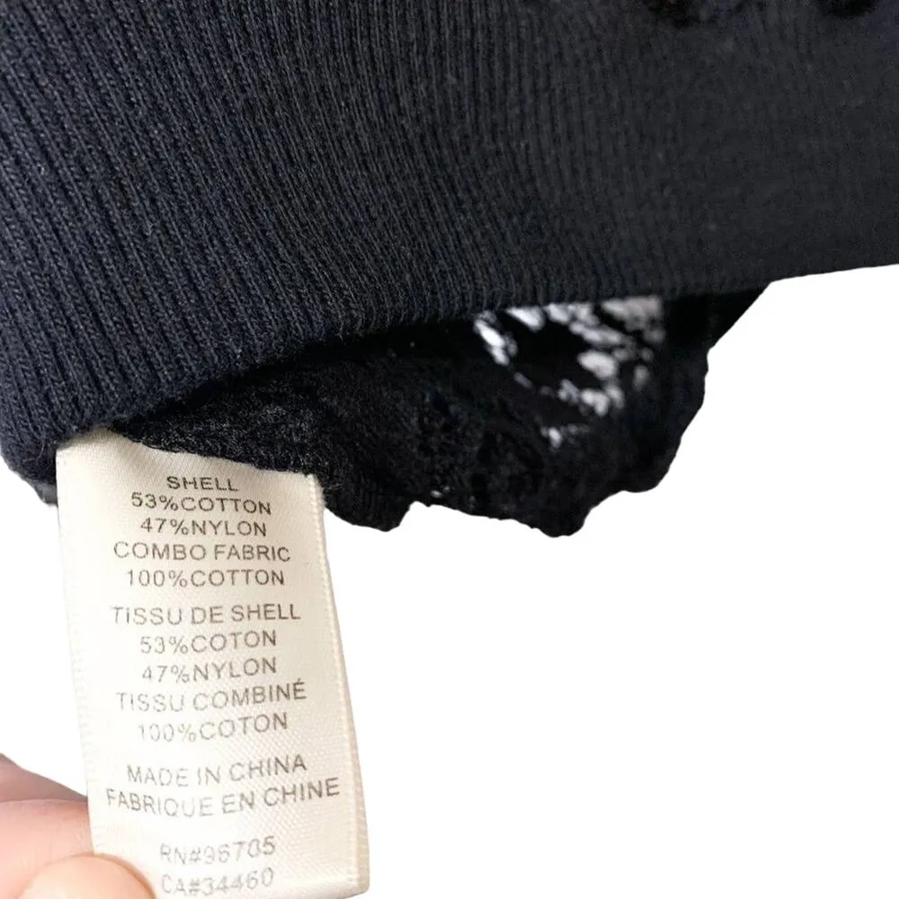 Rebecca Taylor Unlined Floral Lace Long Sleeve Sheer Sweater Top in Black XS - Image 6