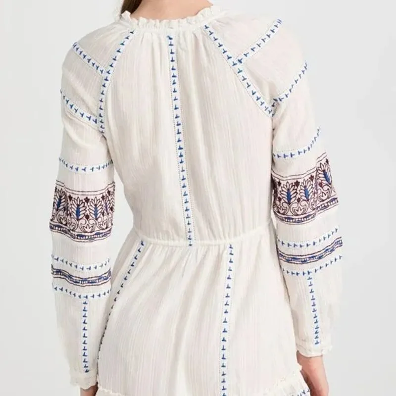 Veronica Beard Danica Embroidered Cotton Dress Sz S | Boho Style | MSRP $498 - Image 5