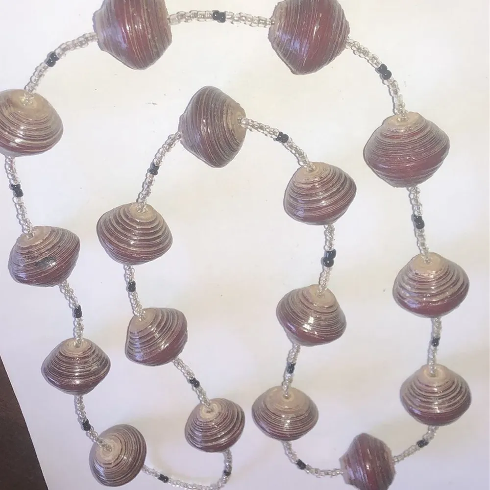 Vintage Boho Seed Bead Chunky Shell Beaded Retro Necklace - Image 5