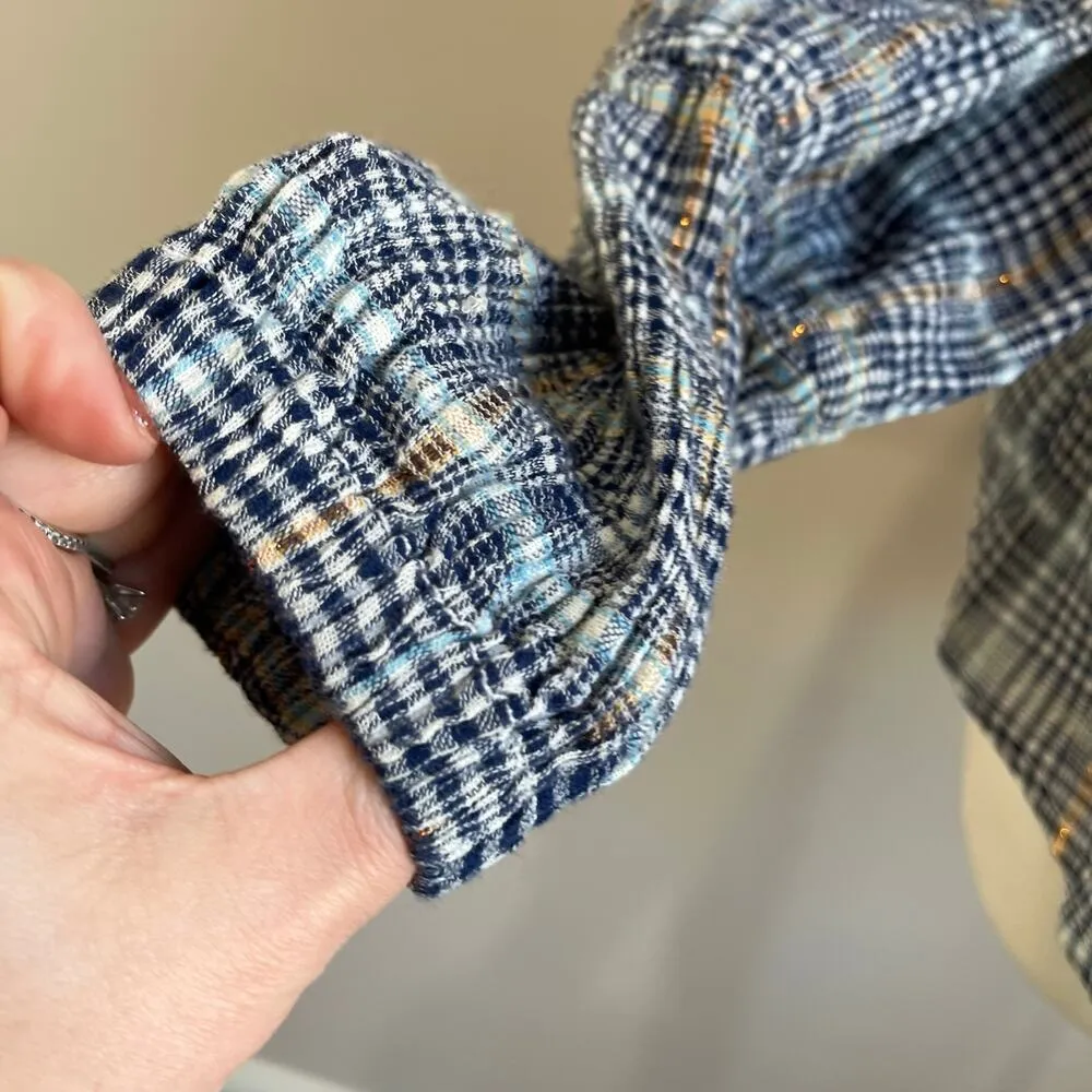 Anthropologie Pilcro Shari Plaid Smocked Blouse Size M - Image 9
