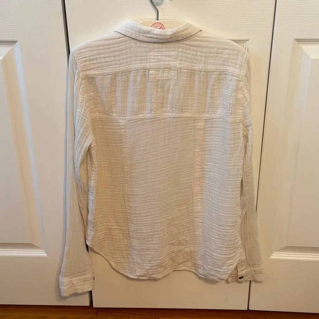 Free People We The Free Textured Gauze White Button Up Long Sleeve - Image 3